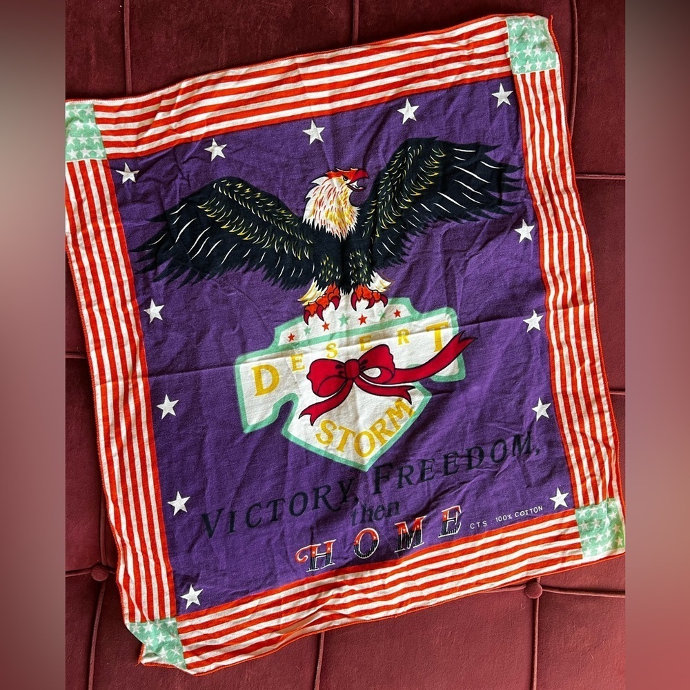 Vintage Desert Storm Eagle Bandana – 100% Cotton Patriotic Stars & Stripes Scarf